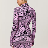 Swirl Print Cut Out Mini Dress