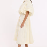 Cream Crop Jacket And Midi Skirt Set