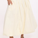 Cream Crop Jacket And Midi Skirt Set