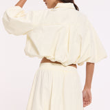 Cream Crop Jacket And Midi Skirt Set