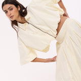 Cream Crop Jacket And Midi Skirt Set