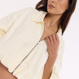 Cream Crop Jacket And Midi Skirt Set