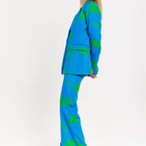 Marble Print Blazer in Blue And Green