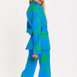 Marble Print Blazer in Blue And Green