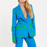 Marble Print Blazer in Blue And Green