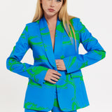 Marble Print Blazer in Blue And Green