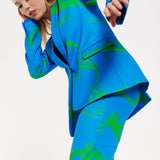 Marble Print Blazer in Blue And Green
