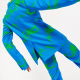 Marble Print Trouser in Blue And Green