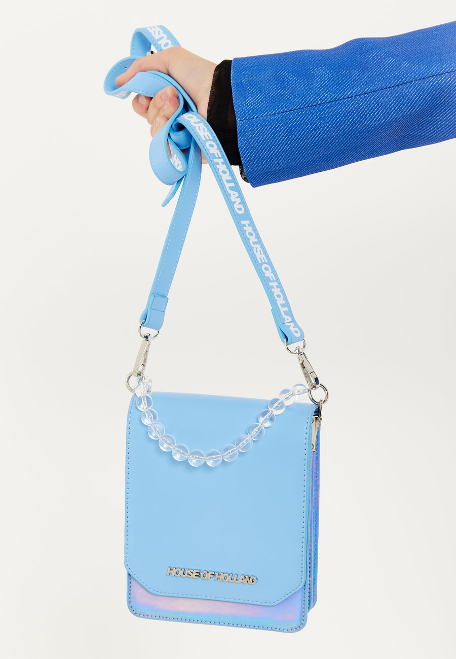 House Of Holland Metallic Iridescent Blue Handbag