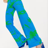 Marble Print Trouser in Blue And Green