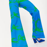 Marble Print Trouser in Blue And Green