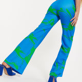 Marble Print Trouser in Blue And Green