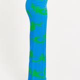 Marble Print Trouser in Blue And Green
