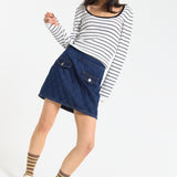 Striped Ribbed Knit Long Sleeve Top