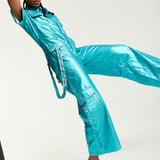 House Of Holland Metallic Utility Jumpsuit In Turquoise