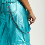 House Of Holland Metallic Utility Jumpsuit In Turquoise