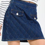 Quilted Denim Mini Skirt