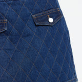 Quilted Denim Mini Skirt