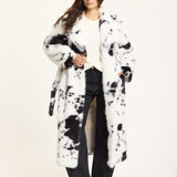 Black and White Faux Fur Cow Coat