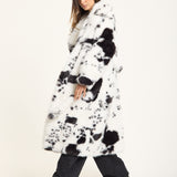 Black and White Faux Fur Cow Coat