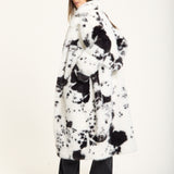 Black and White Faux Fur Cow Coat