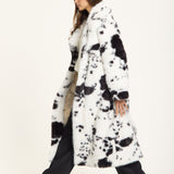Black and White Faux Fur Cow Coat