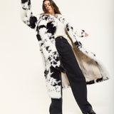 Black and White Faux Fur Cow Coat