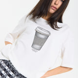 Sparkle Coffee Print Oversized T-Shirt