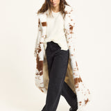 Brown and White Faux Fur Cow Coat