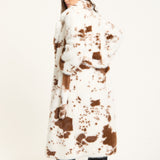 Brown and White Faux Fur Cow Coat