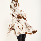 Brown and White Faux Fur Cow Coat