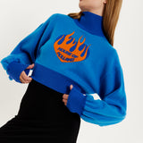 House Of Holland Flame Heart Logo Jumper In Blue