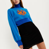 House Of Holland Flame Heart Logo Jumper In Blue