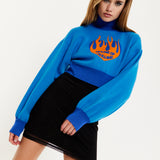 House Of Holland Flame Heart Logo Jumper In Blue