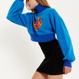 House Of Holland Flame Heart Logo Jumper In Blue