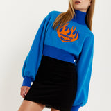 House Of Holland Flame Heart Logo Jumper In Blue