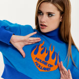 House Of Holland Flame Heart Logo Jumper In Blue