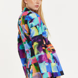 Abstract Patchwork Print Blazer