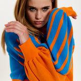 House Of Holland Melting Heart Logo Jumper in Blue And Orange