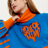 House Of Holland Melting Heart Logo Jumper in Blue And Orange