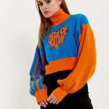 House Of Holland Melting Heart Logo Jumper in Blue And Orange