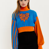 House Of Holland Melting Heart Logo Jumper in Blue And Orange