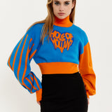 House Of Holland Melting Heart Logo Jumper in Blue And Orange