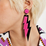 House of Holland Lightening Bolt Drop Style Earrings In Pink