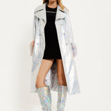 House Of Holland Fur Cuff Iridescent Trench Coat