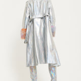 House Of Holland Fur Cuff Iridescent Trench Coat