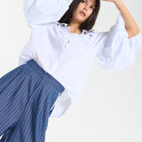Balloon Sleeve Oversized White Shirt