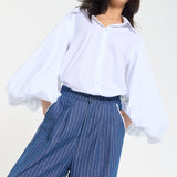 Balloon Sleeve Oversized White Shirt