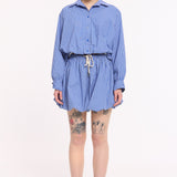Blue Check Shirt And Mini Skirt Set