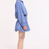 Blue Check Shirt And Mini Skirt Set